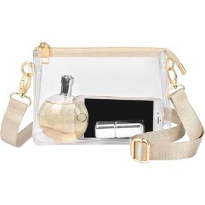 Clear Purse for Women Stadium Approved, Clear Bag for Stadium Events with Zipper, Clear Crossbody Bag for Concert