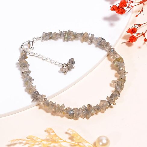 Natural Dalmatian Jasper Chips Nuggets Crystal Bracelet Women Jewelry, Raw Chips Nuggets Beaded Bracelets, 8 inch in Saudi Arabia