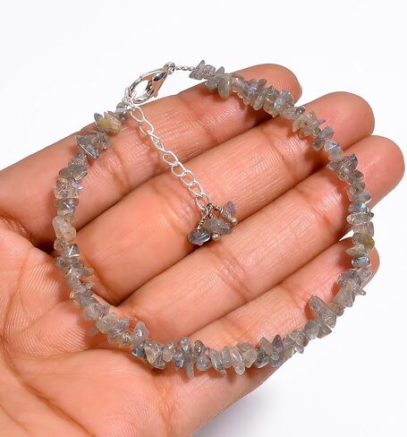 Natural Dalmatian Jasper Chips Nuggets Crystal Bracelet Women Jewelry, Raw Chips Nuggets Beaded Bracelets, 8 inch in Saudi Arabia