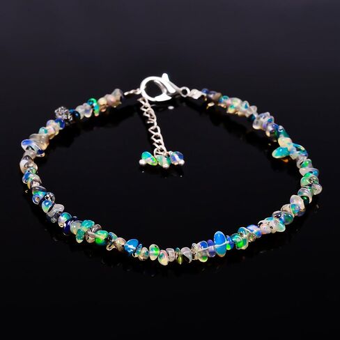 Natural Dalmatian Jasper Chips Nuggets Crystal Bracelet Women Jewelry, Raw Chips Nuggets Beaded Bracelets, 8 inch in Saudi Arabia