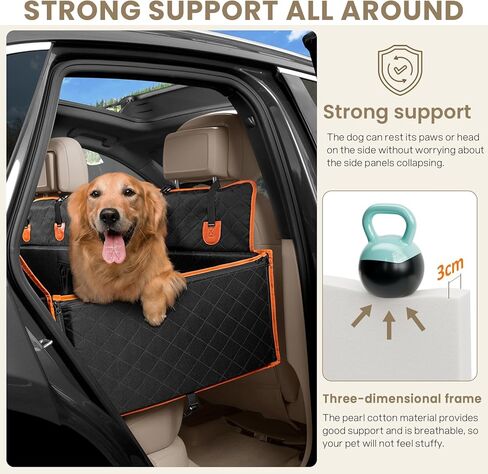 Pecute Back Seat Extender for Dogs, Hard Bottom Dog Car Seat Supports 330lb, Back Seat Extender Sturdy Built-in Iron Pipe, Dog Hammock Bed with Upgraded Side Wings for Car, SUV, Trucks in Saudi Arabia
