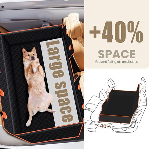 Pecute Back Seat Extender for Dogs, Hard Bottom Dog Car Seat Supports 330lb, Back Seat Extender Sturdy Built-in Iron Pipe, Dog Hammock Bed with Upgraded Side Wings for Car, SUV, Trucks in Saudi Arabia