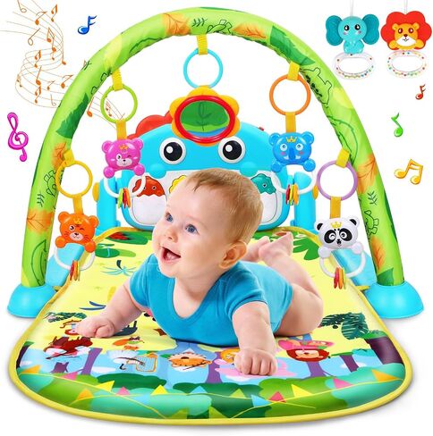 Baby Play Mat Baby Toys Tummy Time Mat Toys Baby Activity Center for Newborn Infant Toys Piano Baby Play Gym Mat Music & Light Baby Boy Girl Gifts Toys for Baby Toys 0-6 6-12 Months, Pink Dinosaur in Saudi Arabia