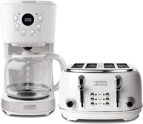 Haden Heritage 4 Slice Wide Slot Toaster with Heritage 12 Cup Programmable Home Coffee Maker for Kitchen, Home, and Small Appliances in Kuwait