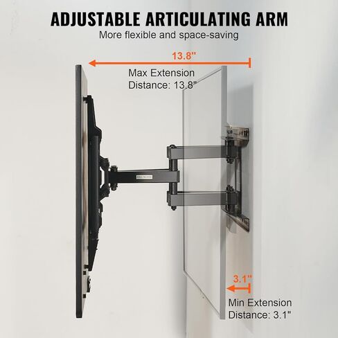 VEVOR Full Motion TV Mount Fits for Most 26-55 inch TVs, Swivel Tilt Horizontal Adjustment TV Wall Mount Bracket with Articulating Arm, Max VESA 400x400mm, Holds up to 99 lbs in Kuwait