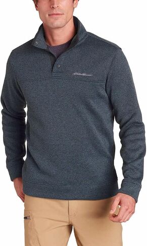 Eddie Bauer Mens Heavyweight Radiator Fleece Quarter Snap Pullover (Light Grey, Medium) in Saudi Arabia