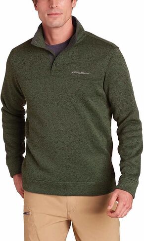 Eddie Bauer Mens Heavyweight Radiator Fleece Quarter Snap Pullover (Light Grey, Medium) in Saudi Arabia