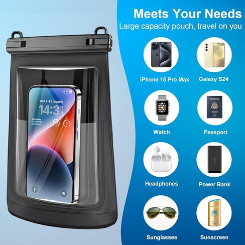Large Waterproof Phone Pouch, Floating Dry Bag for iPhone 14/13/12/11 Pro Max, Galaxy S22/S21 - Large Capacity Waterproof Bag with Sunscreen & Glasses Storage - 【Oversize】Dry Bag for Water Activities in Saudi Arabia