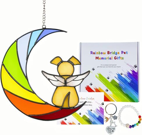 الهدايا التذكارية الكلب الزجاج الملون لفقدان الكلب، قوس قزح جسر الكلب الهدايا التذكارية للكلاب، الحيوانات الأليفة هدية التعاطف مع فقدان، فقدان هدية التعاطف الكلب، هدية الفجيعة الكلب، الحيوانات الأليفة التذكارية الكلب يمر بعيدا الهدايا in Kuwait