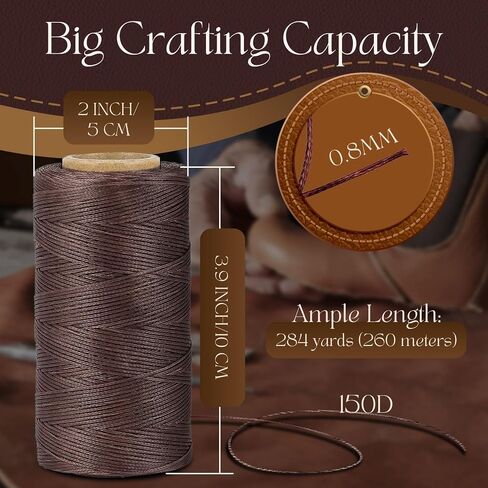 Waxed Thread, Wax String, Coated Cord Heavy Duty Polyester 284Yard 1mm 150D for Bracelets, Leather Craft Stitching Sewing, Book Binding, DIY Handcraft (Black+Beige) in Saudi Arabia