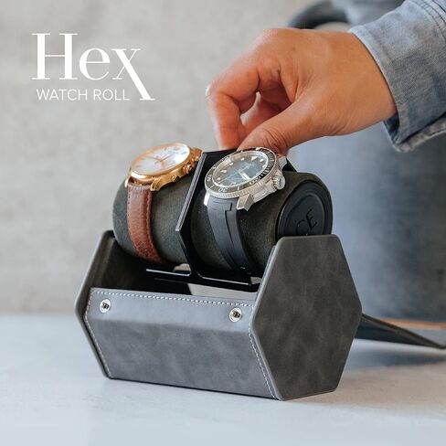 CASE ELEGANCE 2-Slot Watch Roll Protective Travel Case - Premium Watch Organizer, with Vegan Leather - Pillow Fits Any Watch, Removable Internal Storage Stand for Watch Bands & Apple Charger in Kuwait