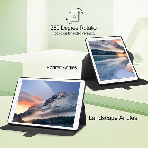 حافظة لجهاز iPad 9.7 بوصة الجيل السادس/الخامس (2018/2017) - غطاء واقٍ متين مع حامل دوار 360 درجة، ظهر ناعم من مادة TPU، تنبيه/غفو تلقائي، شجرة ملونة in Kuwait