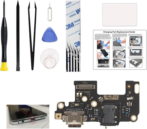 طقم استبدال منفذ الشحن متوافق مع Moto Edge 2021، XT2141، XT2141-1، XT2141-2 Dock Board USB-C، مع دليل التعليمات، مجموعة أدوات in Saudi Arabia