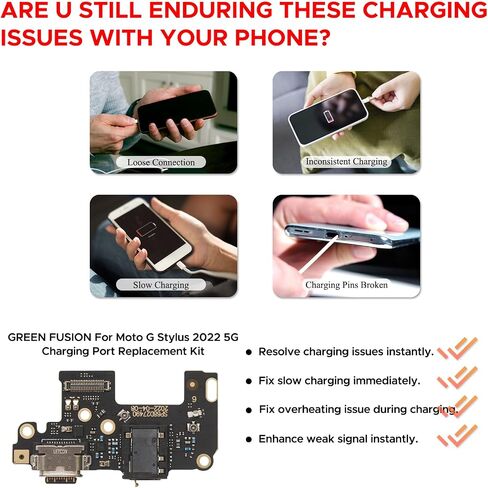 طقم استبدال منفذ الشحن متوافق مع Moto Edge 2021، XT2141، XT2141-1، XT2141-2 Dock Board USB-C، مع دليل التعليمات، مجموعة أدوات in Saudi Arabia