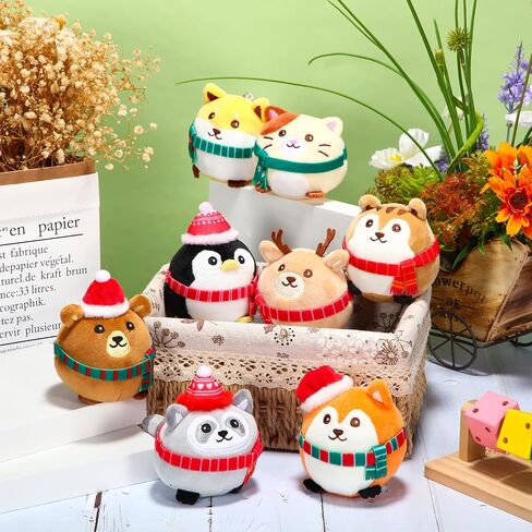 8 Pcs Mini Stuffed Animals Ornaments 3.15 Inches Plush Animals Toys Bulk Cute Woodland Animal Keychain Decor Colorful for Holiday Birthday Baby Shower Party Supplies Gifts Supplies (Regular Style) in Kuwait