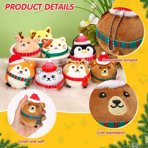 8 Pcs Mini Stuffed Animals Ornaments 3.15 Inches Plush Animals Toys Bulk Cute Woodland Animal Keychain Decor Colorful for Holiday Birthday Baby Shower Party Supplies Gifts Supplies (Regular Style) in Kuwait