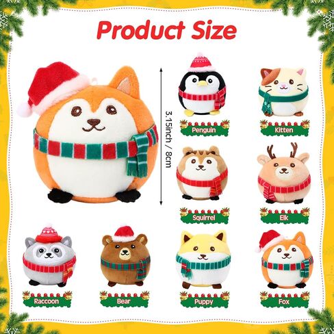 8 Pcs Mini Stuffed Animals Ornaments 3.15 Inches Plush Animals Toys Bulk Cute Woodland Animal Keychain Decor Colorful for Holiday Birthday Baby Shower Party Supplies Gifts Supplies (Regular Style) in Kuwait