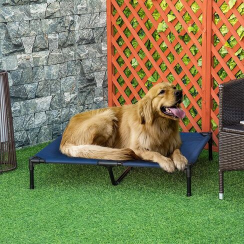 PawHut 36" x 30" Elevated Cooling Summer Dog Cot Pet Bed With Mesh Ventilation - Red in Kuwait