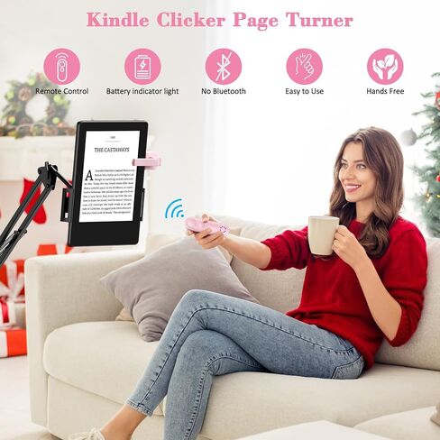 Kindle Page Turner, Remote Control Clicker Page Turner for Kindle Paperwhite Oasis Scribe iPad Tablet Kobo Kindle Accessories, Camera Remote Shutter Selfie Controller with Wrist Strap(Blue) in Saudi Arabia