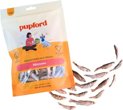 Pupford Freeze Dried Minnows for Dogs & Puppies - Healthy, Natural, Single Ingredient Dog Treats - Made in USA (1.5 oz) in Saudi Arabia