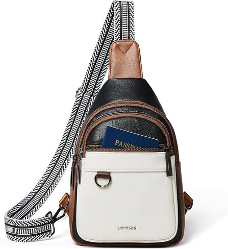Leresas Sling Bag for Women Crossbody Fanny Packs Purses Backpack Vegan Leather Trendy Travel Cross Shoulder Handbag Beige in Saudi Arabia