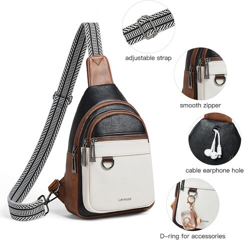Leresas Sling Bag for Women Crossbody Fanny Packs Purses Backpack Vegan Leather Trendy Travel Cross Shoulder Handbag Beige in Saudi Arabia