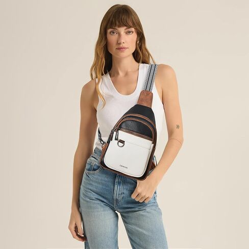 Leresas Sling Bag for Women Crossbody Fanny Packs Purses Backpack Vegan Leather Trendy Travel Cross Shoulder Handbag Beige in Saudi Arabia