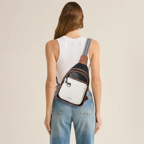 Leresas Sling Bag for Women Crossbody Fanny Packs Purses Backpack Vegan Leather Trendy Travel Cross Shoulder Handbag Beige in Saudi Arabia