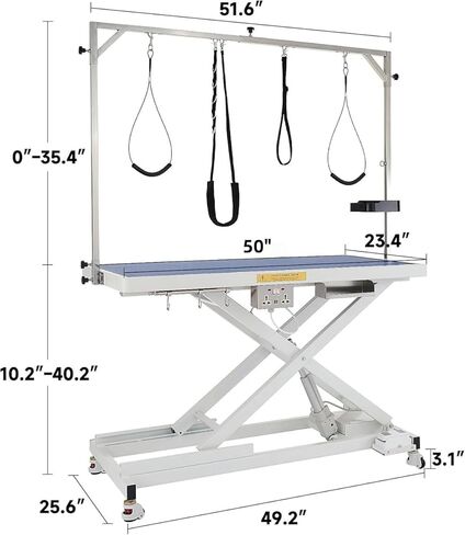 طاولة العناية بالكلاب الكهربائية من CO-Z، طاولة للعناية بالحيوانات الأليفة شديدة التحمل مقاس 50 بوصة مع عجلات تسوية قابلة للتعديل للارتفاع و4 منظم أدوات أنوف، محطة كبيرة للعناية بالكلاب للحيوانات الأليفة أثناء الاستحمام والتجفيف، غطاء بوزن 240 رطل، أسود in Kuwait