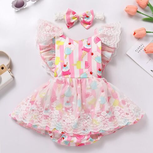 FYMNSI Toddler Baby Girl 1st Birthday Outfit Butterfly Floral Ruffle Tulle Romper Tutu Dress Headband 2PCS Summer Clothes in Kuwait