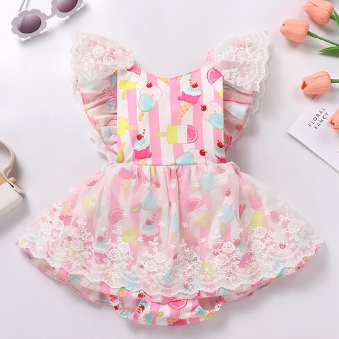 FYMNSI Toddler Baby Girl 1st Birthday Outfit Butterfly Floral Ruffle Tulle Romper Tutu Dress Headband 2PCS Summer Clothes in Kuwait