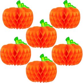 KatchOn, Honeycomb Pumpkin Centerpiece for Table - Big 10 Inch, Pack of 6 | Honeycomb Paper Pumpkins for Thanksgiving Table Decorations | Paper Pumpkin Decorations, Thanksgiving Decorations for Table