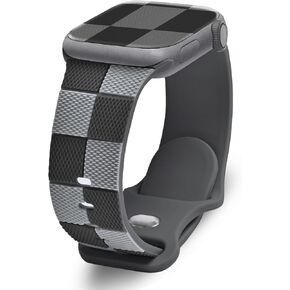 Checkered Silicone Strap for Apple Watch Band 40mm 41mm 38mm, Cute Soft Bracelet Compatible with iWatch Band Series 10 9 8 7 6 5 4 3 2 1, Special Wristband for Apple Watch Bands SE Women Sude