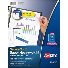 Avery Diamond Clear Secure Top Sheet Protectors, Super Heavyweight, 2-Pack, 50 Page Protectors (86009)