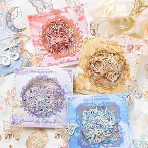 Flower Scrapbook Cutouts Paper Lace for Scrapbooking, 60Pcs Vintage Junk Journal Supplies, Scrapbook Paper Cutout for Junk Journaling, Card Making, DIY Craft, Album Planners Embellishments