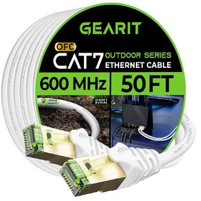 كابل إيثرنت خارجي GearIT Cat7 (200 قدم) زوج ملتوي من رقائق معدنية SFTP، نحاس نقي، LLDPE، مقاوم للماء، دفن مباشر، داخلي، مقاوم للأشعة فوق البنفسجية، POE، شبكة، LAN، إنترنت، Cat 7-200 قدم
