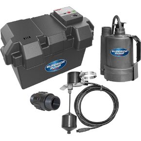 Superior Pump 92911 1/2 HP Cast Iron Primary Sump Pump and Backup Pump Kit, Black