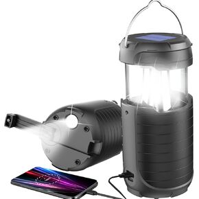 5000 Large Capacity Solar Hand Crank Flashlight with 8H Play Time, Survival Light, USB Charger for Cellphone, Portable Solar Camping light,Electric LED Camping Lantern for Emergency