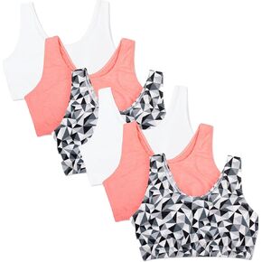 Fruit of the Loom Women's Built Up Tank Style Sports Bra 6 Pack, Red Hot/White/Black, 50