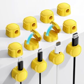12 Pack Magnetic Cable Management Clips - FlyCoco Cord Organizer for Desk, Phone Charger Cord [Smooth Adjustable], Adhesive Wire Organizer Keeper for Nightstand Wall Car Office