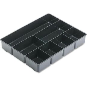 Rubbermaid Regeneration 9-Section Drawer Organizer, Plastic, 14 x 9.125 x 1.125 Inches, Black (45706)