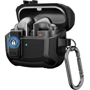 Compatible with Samsung Galaxy Buds 3 Case & Galaxy Buds 3 Pro Case, Premium Silicone Cover with Carabiner, Full Protection, Headphone Accessories, for Men, for Women Black