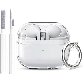 for Samsung Galaxy Buds 3 Case & Galaxy Buds 3 Pro Case Clear,Shockproof Clear Case for Samsung Wireless Earphones,Soft TPU Case with Keychain and Cleaing Pen,Headphone Accessories-Clear