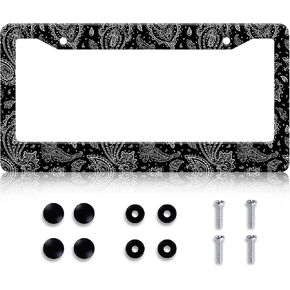LIN KANG American Flag Eagle License Plate Frames, Matte Stripe US Flag Aluminum Metal License Plate Holder Covers, Rust-Proof Waterproof Car Decorative Tag Frames for Standard US 12x6 Inch