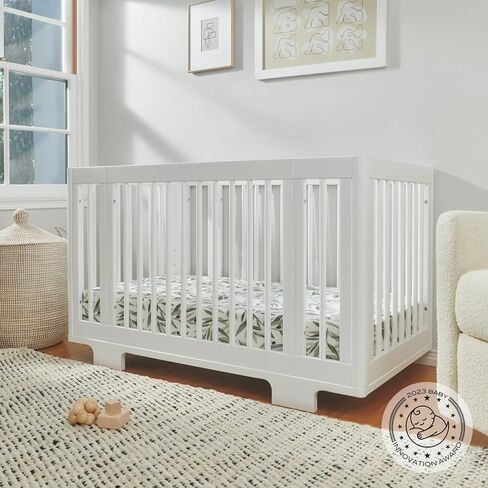 سرير Babyletto Yuzu القابل للتحويل لجميع المراحل، متوسط ​​الحجم، سرير كامل الحجم باللون الطبيعي المغسول، معتمد من Greenguard Gold، محمول وقابل للتعديل مع مجموعات تحويل ومنصات متضمنة in Saudi Arabia