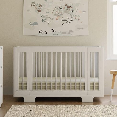 سرير Babyletto Yuzu القابل للتحويل لجميع المراحل، متوسط ​​الحجم، سرير كامل الحجم باللون الطبيعي المغسول، معتمد من Greenguard Gold، محمول وقابل للتعديل مع مجموعات تحويل ومنصات متضمنة in Saudi Arabia