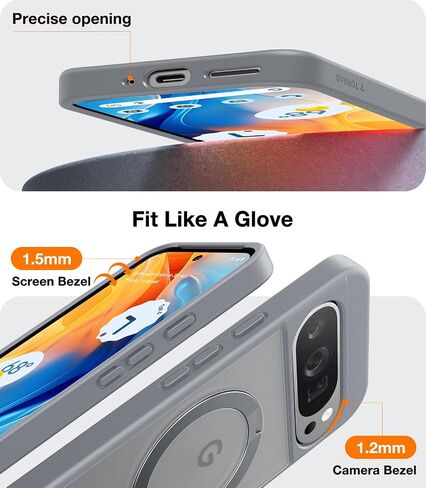 TORRAS 360°Spin Magnetic Stand for Google Pixel 9 Pro Case/Pixel 9 Case, 12FT Military Protection, Compatible with Magsafe, Shockproof Translucent Slim Pixel 9 Pro Phone Case with Ring Holder, Black in Saudi Arabia