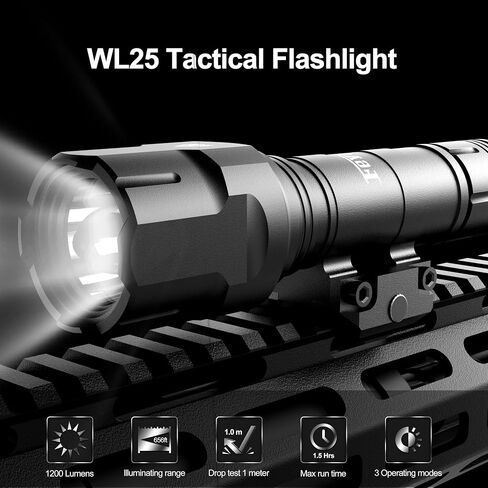 Feyachi Tactical Flashlight 1200 Lumens - LED Weapon Light with Mlok Mount and Pressure Switch Matte Black in Saudi Arabia