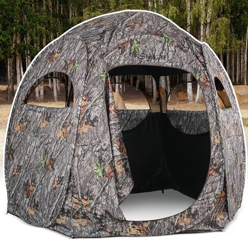 1-3 Person Hunting Blinds, 300 Degree See Through Pop up Ground Blinds for Deer Turkey Duck Hunting, Bow Hunting Accessories, Double Side Zipper Window in Saudi Arabia