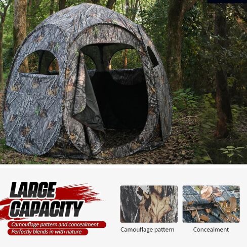 1-3 Person Hunting Blinds, 300 Degree See Through Pop up Ground Blinds for Deer Turkey Duck Hunting, Bow Hunting Accessories, Double Side Zipper Window in Saudi Arabia